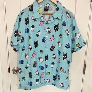 Men's My Hero Academia/ Hello Kitty & friends  Button-Down Shirt Sz L